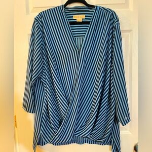 Michael Kors Blue and Black Striped Blouse